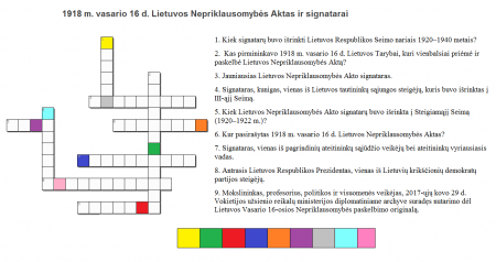 Išspręskite kryžiažodį apie Lietuvos valstybės atkūrimą ir laimėkite kuprinę!